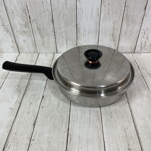Vintage Duncan Hines 3-Ply 18-8 Stainless Steel 10.5" Skillet Fry Pan w/ Lid - Picture 1 of 12
